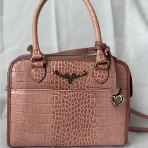 Brighton Pink Croc-Embossed Satchel